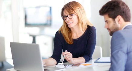 Woman discussing mortgages with client